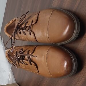 Clarks Size 10 Dark Tan Leather Whiddon Cap Dress Shoes